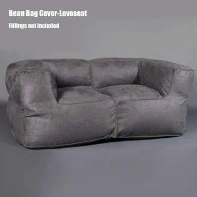 Modern Grey Bean Couch Loveseat Luxury Suede Beanbag Cover 2 Seater AU - image 1 of 4