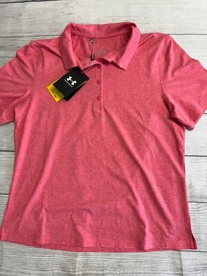 安德玛高尔夫 Polo 衫女式中号全新 Aura 短袖 MSRP 78 美元 — 第 1/4 张图片