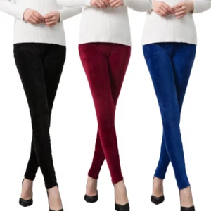 Ladies Warm Winter Velvet Leggings Stretchable Pleuche Slim High Waist Fit Soft - Picture 1 of 32
