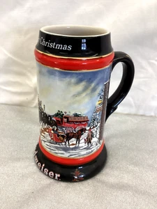 Budweiser Holiday Beer Stein 1992 "Una Navidad perfecta" caballos Clydesdale - Imagen 1 de 7