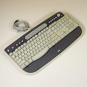 HP 5185-2027 Keyboard 5308 USB Multimedia Gray Blue Retro Vintage Cleaned Tested - Picture 1 of 16