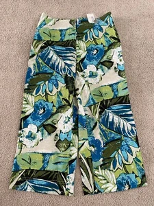 NWT Chicos Women’s 1 Green Blue Beige Tropical Capri Pants - Picture 1 of 4