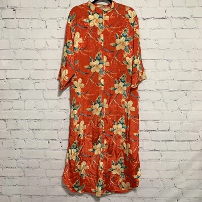 Vestido caftán vintage Valerie Stevens para mujer M rojo floral cremallera manga corta Foto 1 de 3