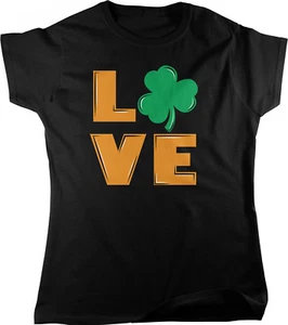 Irish Love, St. Patrick's Day, Gaelic Love, Clover Women's T-shirt - Picture 1 of 12