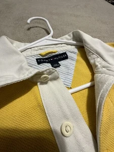 Vtg 2000 Tommy Hilfiger Rugby Yellow Color Block Long Sleeve Polo Shirt Men’s M - Picture 1 of 7