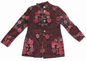 UZBEK AMAZING HANDMADE COLOURFUL EMBROIDERY ON VELVET - JACKET CHAPAN ROBE (Z1) - Picture 1 of 4