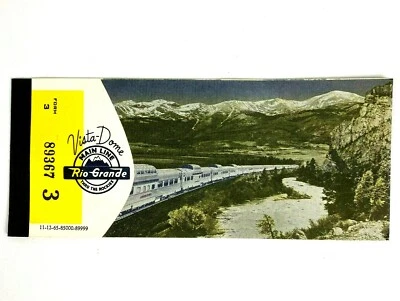 Railroad Ticket Book Rio Grande Rocky Mountains Train Vista Dome Main Line  VTG - Image 1 of 4