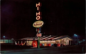 ROSEBURG, OREGON - RESTAURANTE DE PANQUEQUES HI-HO - VISTA NOCTURNA - POSTAL DE COLECCIÓN - Imagen 1 de 2