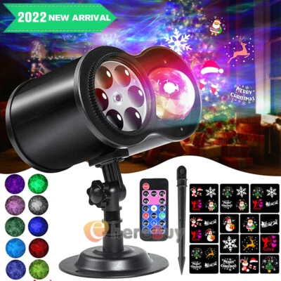 Luz de Navidad 16 Diapositivas Película Proyector Móvil LED Láser Exterior Paisaje Lámpara Foto 1 de 4