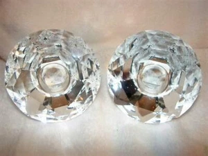 Portavelas de vidrio de colección corte diamante de cristal ~ 2 piezas ~ - Imagen 1 de 6
