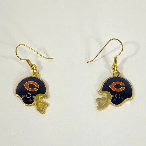 NFL Chicago Bears Football Helmet Dangle Earrings  by Peter David Gold Tone Cover