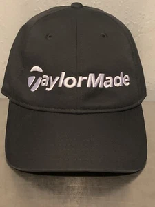 TaylorMade Golf Adjustable Black Hat Cap Embroidered White Logo - Picture 1 of 9