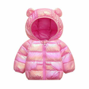 Shiny Cotton Warm Winter Light Outerwear Hooded Jacket Kids Baby Girl Boys Coat