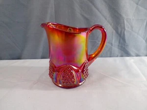 Fenton Red Iridescent Carnival Glass Creamer Small Pitcher High Hob Pattern - Picture 1 of 9