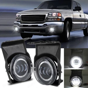 For 2003 2004 2005 2006 GMC SIERRA 1500 2500 3500 LED Fog Lights White Halo DRL - Picture 1 of 17
