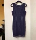 Tahari Silvana Lace Dress Size 10 Nwt Deep Navy Blue Feminine Modest Versatile