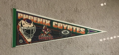 VINTAGE PHOENIX COYOTES TEAM FELT PENNANT-NHL HOCKEY 12"x30" HOCKEY PUCK & MASK Cover
