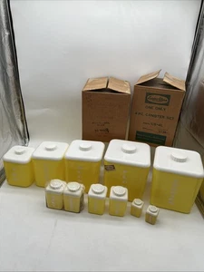 Vintage Lustro Geschirr gelb Set in Box Kanister Plätzchen Salz & Pfeffer MCM Küche - Bild 1 von 24
