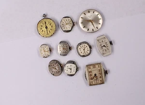 Lot of 10 vin. oval shaped watch movements - for use of parts mixed lot 34b - Picture 1 of 7
