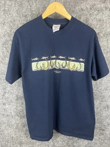Pirana Joe T Shirt Mens Size Large L Blue Paradise Island Bahamas Fish - Picture 1 of 8