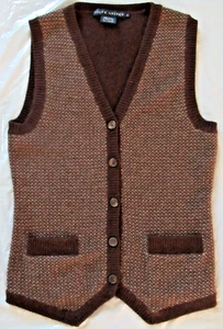 RALPH LAUREN "100% CASHMERE / BUTTON-DOWN / BROWN VEST" ~ ** (SIZE: SMALL) ** - Picture 1 of 15