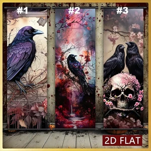 Hanging Scroll Prints - Crow/Raven PinkSkull - Picture 1 of 5