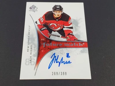 2019-20 UPPER DECK SP AUTHENTIC JACK HUGHES FUTURE WATCH ROOKIE AUTO SIGNATURE # - Image 1 of 4