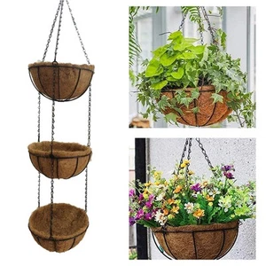 10" Hanging Planter Basket with Coconut Fiber Liner for Outdoor Indoor Decor - Picture 1 of 15
