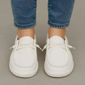 Mocasines Hey Dude Wendy Silk Moon blancos para mujer talla 8 zapatos informales cómodos - Imagen 1 de 2