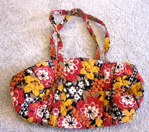 Vera Bradley Glenna Bittersweet Gold Red Floral Tote Shoulder Bag - Picture 1 of 2