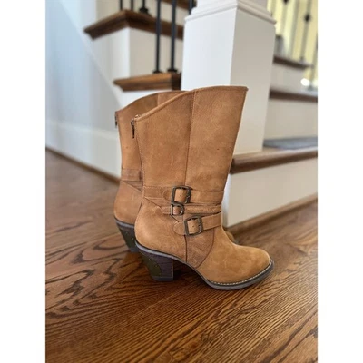 Durango RD036 女式棕色麂皮绒及膝靴粗跟扣细节 8.5 — 第 1/4 张图片