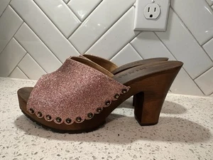 Candies Style Sandals Slides Pink Sparkle Glitter High Heels Slides Sexy 8 / 39 - Picture 1 of 11