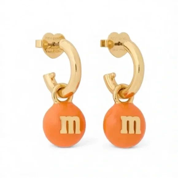 Pendientes Kate Spade M&M Dije Naranja Edición Limitada Aro Huggie Nuevos sin Etiquetas Foto 1 de 4