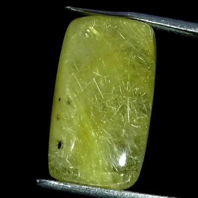 Cojín cabujón cuarzo rutilo dorado 100 % natural 11,70 quilates 10X17X6 mm Foto 1 de 4