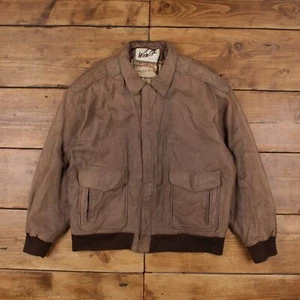 Vintage Winlit Leather Jacket XL 90s Bomber Brown - Picture 1 of 8