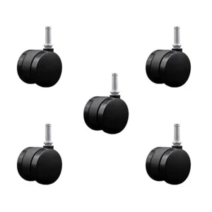 2 Inch Office Chair Casters Nylon Twin Wheel 7/16” Grip Ring Stem Set of 5 SCC - Picture 1 of 4