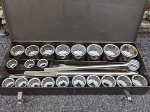 Wright Tool 1” Drive 25 Piece 12 Point Standard Socket Set 1 5/8” to 3 1/8” - Picture 1 of 10