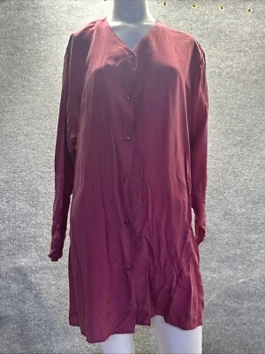 Camisa Bogari Mujer Mediana Seda Borgoña Lagenlook Abotonada Y2K De Colección Minimalista Foto 1 de 4