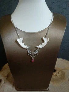 bone necklace. gothic necklace. unique fat necklace. mink jaw necklace. - Picture 1 of 5