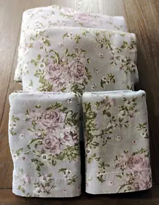 Bliss Casa Cotton Flannel Sheet Set King size Gray Purple Floral 4 piece - Picture 1 of 8