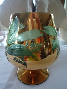 Juego de 6 Snifters de Brandy Oro Verde Checoslovaquia Vidrio Bohemia - Imagen 1 de 6