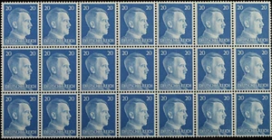WWII GERMANY - THIRD REICH - HITLER 21 STAMPS SHEET S104 - Picture 1 of 3