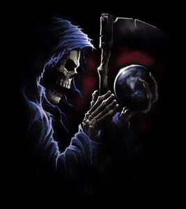 TEE SHIRT HAUTE QUALITE. BIKER SKULL . REAPER . FAUCHEUSE . du 10 ans au XXXXL - Picture 1 of 1