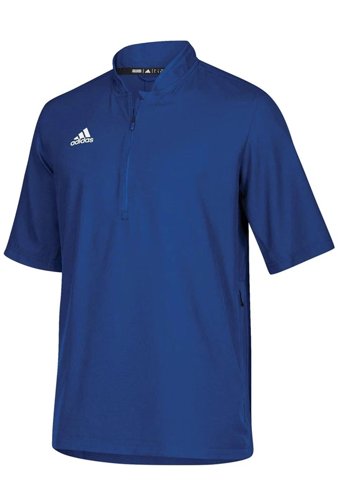 adidas Team Iconic Short Sleeve 1/4 Zip Pullover Sz S Royal Blue 653TA