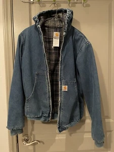 Vintage Denim Carhartt Jacket Hoodie Size XS S (READ DESCRIPTION) - Picture 1 of 7