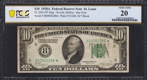 Fr.2001-H* 1928A St. Louis $10 Federal Reserve Star Note PCGS VF 20 Very Scarce - Picture 1 of 2