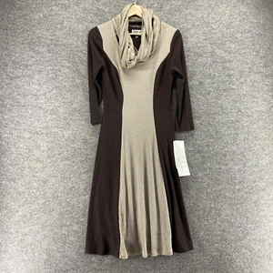 New Robbie Bee Sweater Dress Women S Small Beige Midi Cowl Neck Lined Casual - Picture 1 of 10