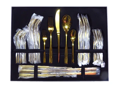 GOLD Besteck Set für 6 Personen, 18/10 Edelstahl mit Messer Gabel ... vancasso - Bild 1 von 4