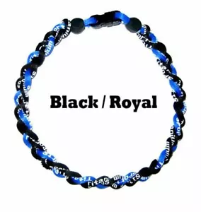 3 Rope Tornado Braided Twist Baseball Softball Necklace 18" 20" Black Royal Blue - Picture 1 of 1