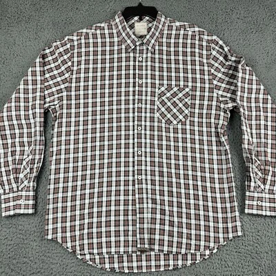 Camisa Billy Reid Para Hombres Manga Larga Abotonada Roja A Cuadros XXL Corte Estándar Algodón Foto 1 de 4